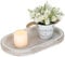 Hanobe Bandeja decorativa para servir, color blanco: bandeja de mesa de café con cuentas, rústico, vintage, centro de mesa, decoración de granja, cocina, mostrador, organizador para el hogar, ovalada