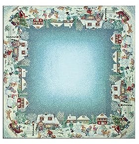 BIANCHERIAWEB Tischdecke Weihnachten Tischläufer Tischdekoration Weihnachten Gobelin Landschaft 100x100 Landschaft