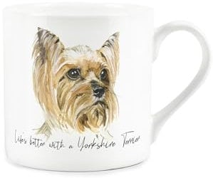 Purely Home Yorkie Mug - Lifes Better with A Yorkshire Terrier Bone China White Mug - Tea/Coffee Gift for Dog Lovers