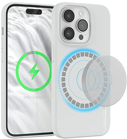 EAZY CASE - Silikonhülle für iPhone 14 Pro Hülle mit MagSafe Silikon Case Weiß weich stoßfeste Handyhülle iPhone 14 Pro Schutzhülle mit Kameraschutz Dünn Premium Schutz Cover TPU Phone Bumper in Weiß