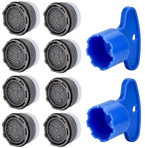 8PCS Faucet Aerator, 18.5mm Water-Saving Flow Limiter Set for Bathroom or Kitchen Replacement Parts, with 2PCS Wrench Disassembly Tool(1.5GPM)