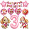 Hund Luftballon Geburtstag Deko 3 Jahre, Kinder Geburtstagsdeko Rosa, Dog Deko Kindergeburtstag für 3 Jahre Mädchen, Folienballons mit Happy Birthday Banner 3. Geburtstag Partydeko