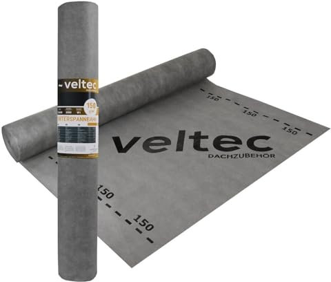Dachunterspannbahn, Dachfolie, Unterdeckbahn, Dampfsperre, Unterspannbahn 1,5m x 10m,25m,50m Unterdeckbahn VELTEC 150 g/m² Rolle 75m² Dach (37,5m² = 25m x 1,5m)