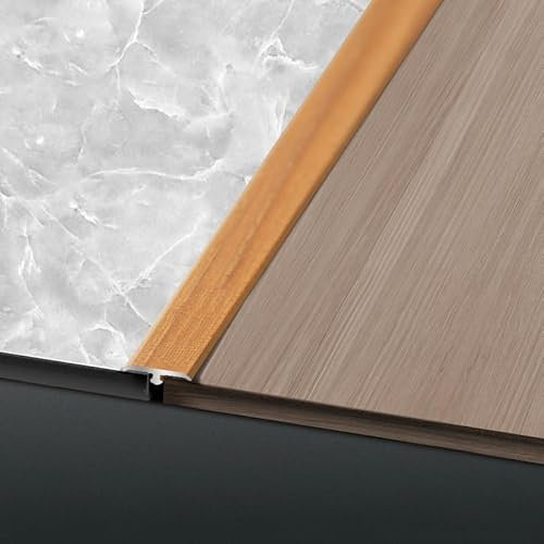GSKFXJ Bandes De Transition Au Sol en T Profilé, Métal Réducteurs De Seuil pour Sols Inégaux, Baguette De Protection pour Plancher Carrelage/Bois(Brown,W-15mm)