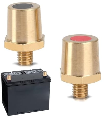 Batteriepoladapter M8,Messing Batteriepoladapter,Auto Batteriepol Adapter,Batteriepol Auto Batterie Klemmensäule Paar Positiv Negativ mit Außengewinde M8