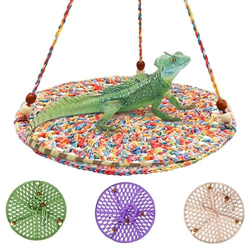 CQJ Amaca per Rettili Amaca Appendibile a Dondolo per Drago Barbuto, Lucertola, Serpente, Geco, Camaleonte, Pappagallo, Hamster Animali Domestici Piccoli (Multicolore)