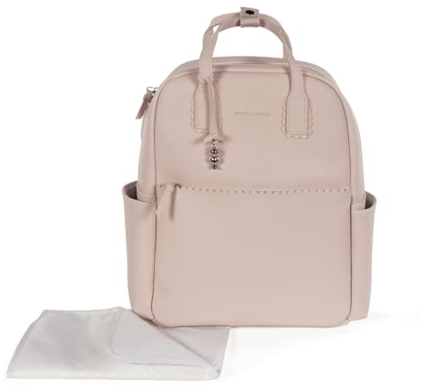 Zaino con fasciatoio passeggino nascita Modello ICON in simil pelle lavabile in lavatrice a 30° in varie colorazioni. Borsa fasciatoio nascita per passeggino (Rosa)