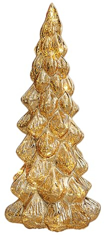 Sapin de Noël Lumineux en Verre doré avec Minuterie à Piles, Décorations D'arbres étoilés Dorés, Centre de Table, Cheminée, Fenêtre, Décoration D'intérieur (B)