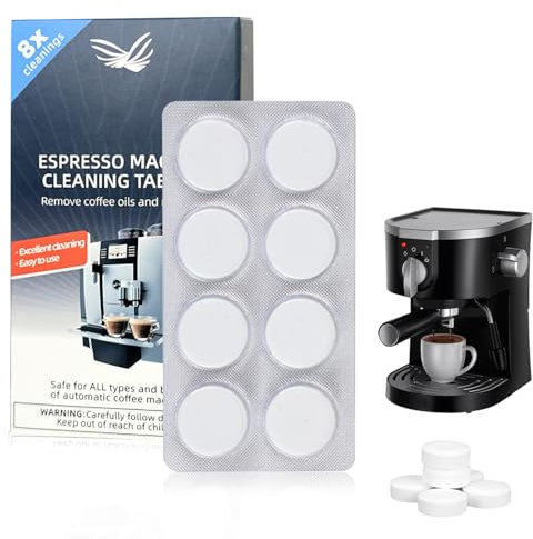 Coffee Machine Cleaning Tablets, Espresso Machine and Coffee Maker Descaler Tablets, Descaling Limescale Remover Cleaning Tablets Compatible with all Brand Coffee Machines 8 Count x 2g