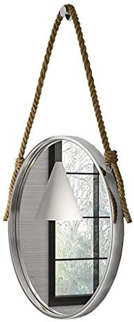 Espejo de pared redondo negro con cuerda de cáñamo para colgar en el baño, dormitorio, sala de estar, 80 cm