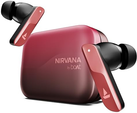 boAt Nirvana X TWS (2025), Knowles Dual Drivers,Hi-Res Audio LDAC,App Support,ENx,Dual Pair,Spatial Audio,Fast Charge, Bluetooth Earbuds, TWS Ear Buds Wireless Earphones with mic (Galactic Red)