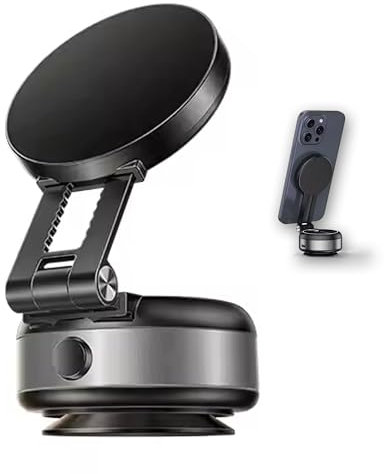 ICOVERI Soporte Magnético con Ventosa para iPhone, Soporte portátil con succión al vacío eléctrico, Adsorción, Antideslizante, Ajustable, Giratorio 360°, Imán Fuerte N52