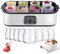 Yaourtière électrique de 1400 ml avec 8 pots de 175 ml, affichage LED et minuterie, machine automatique multifonction pour yaourt et fromage fait maison, facile à nettoyer.
