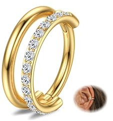 Diamday Helix Piercings Conch Piercing 316L Chirurgenstahl Nasenpiercing Piercing Ohr Gold Silber Septum Tragus Rook Daith Piercings Knorpel Ohrring Conch Helix Ohrring Creolen Nasenring 8/10MM
