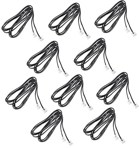 SEWACC 10 PCS 2M 4-Core Flat Telephone Cable for Landline Connection Universal Telephone Line for Use Reliable and Sturdy RJ11 Accessory
