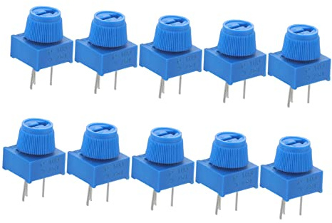 DIYEAH 10 Pcs Sturdy through Hole Trimmer Potentiometer with Potentiometer Knob, Adjustable Resistance, Plastic and Metal, for Breadboarding and Prototyping
