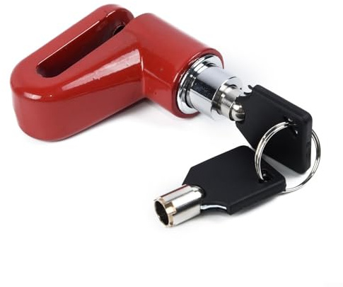 Zilimontt Anti-Theft Disc Brake Wheel Lock for Electric Scooters, Bicycles, Motorcycles, with High Strength Material and 2 Keys, Fits Series and(Red)