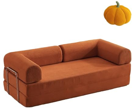 GNNymphyte Ausziehbares Schlafsofa, Cordbezug, Ausziehbares Zweisitzer-Schlafsofa, Klappbett Für Wohnzimmer, Schlafzimmer, Lounge(Brown,180x100x70cm)