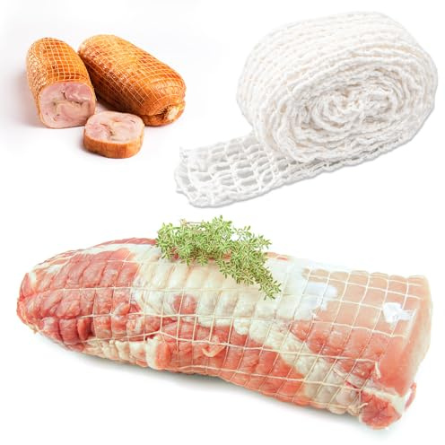 Aohyue Fleischnetz 300 cm - Räuchernetz Rollbratennetz Schinkennetz für Räuchern, Braten und Aufbewahren von Fleisch und Schinken
