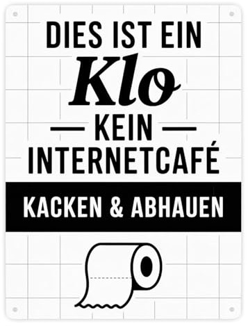speecheese Metallschild XXL in 28x38 cm Klo, kein Internetcafe Lustiges | Toilettenschild für Humorliebhaber