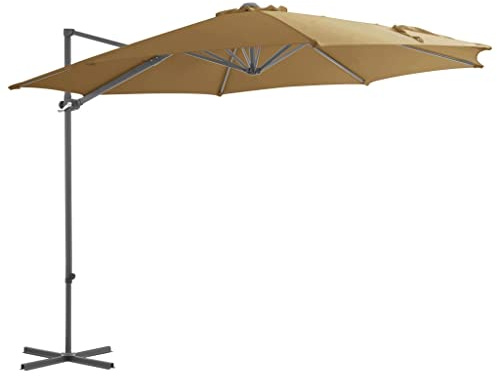 Xhnifbn Parasol déporté, 300 cm, taupe, avec mât en acier, inclinable à 360 °, robuste, pour balcon, jardin, terrasse, système de manivelle, pour l'extérieur, design moderne