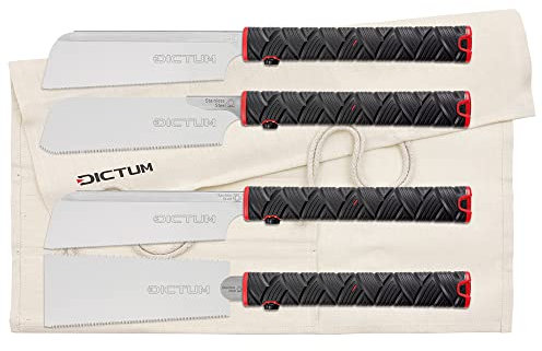 DICTUM Sägen-Set Compact 4-teilig Power Grip – Japanische Handsägen, inkl. Dozuki Universal, Ryoba, Kataba Super Hard & Dozuki quer, ergonomischer Griff
