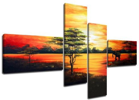 Visario Wanbilder Bilder Set auf Leinwand gerahmt Afrika 6504.