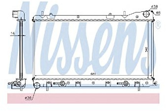 NISSENS Kühler Motorkühlung Kühler Wasserkühler Motorkühler Netzbreite 688mm Netzlänge 340mm Netztiefe 16mm 67707A