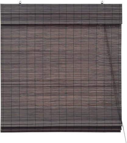 Victoria M. Bambus Raffrollo Sonnenschutz Sichtschutz Rollo Seitenzugrollo, für Fenster und Türen, Blickdicht, 80 x 160 cm, Dunkelbraun