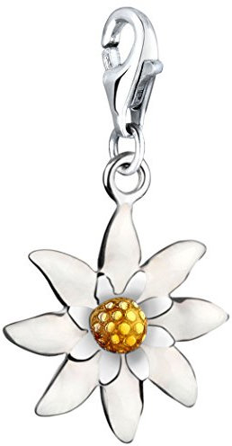 Nenalina Edelweiß Karabiner Charm Anhänger für Bettelarmband aus 925 Sterling Silber 714126-001