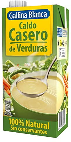 GALLINA BLANCA Caldo Casero de Verduras 100% Natural | Elaborado con Verduras Seleccionadas de la Huerta, Cocinado a Fuego Lento. Sin Gluten, Sin Conservantes, Bajo en Grasa - 1L