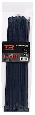 TR Industrial Multi-Purpose UV Resistant Black Cable Ties, 18 inches, 50 Pack