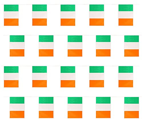 Irische Flagge, 30m, Party-Euro-Dekoration, groß, europäisch, groß, 20 x 30cm, St. Patricks Day, Allwetter-Wimpelkette, irische Flaggen, Irland-Flagge, Event-Banner, Schule, Irland, nationaler Tag
