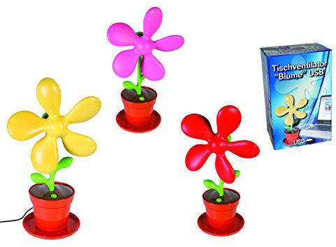 Laptop Compter Accessory - Red Flower Power Home Office Desk Fan with USB -Top Reviewed Fun Novelty Design Xmas Christmas Stocking Filler Secret Santa Present Gift Idea-Women Woman Ladies Lady Her-One Supplied