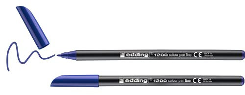 edding 1200 Fasermaler fein - blau - Packung mit 2 Stiften - Rundspitze 1 mm - Filzstift zum Zeichnen und Schreiben - für Schule, Mandala