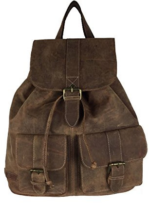 Bayern Bag 1568 2 Hunter im Vintage Look aus Naturbelassenem Vollrindleder Wander-Rucksack, Natur Braun