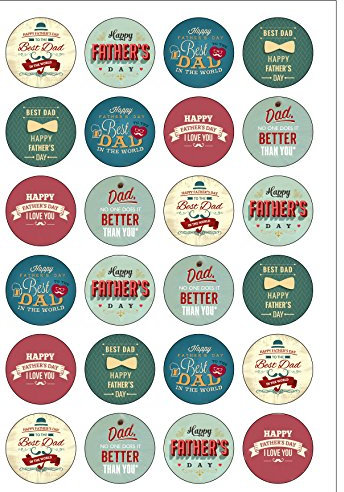 24 Precut VINTAGE Happy Fathers Day Dad Daddy Edible Wafer Paper Cake Toppers Decorations