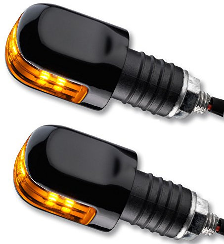 LED Ochsenaugen Blinker Lenkerenden Motorrad Blinker OX schwarz getönt