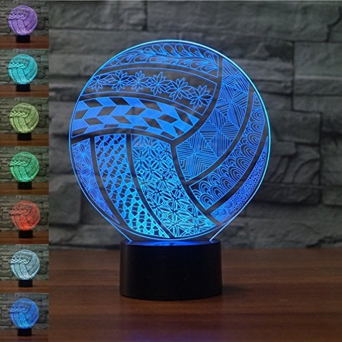 KINGCOO LED Lampe Nachtlicht, Magical 3D Visualisierung Amazing Optische Täuschung Touch Control Light 7 Farben ändern Schreibtischlampen für Kinderzimmer Home Decoration Best Geschenk (Volleyball)
