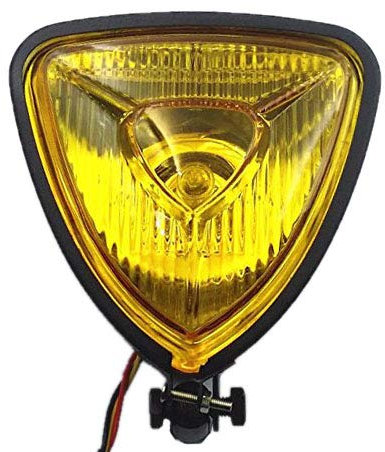 Dreieck Motorrad Scheinwerfer Kopf Licht Lampe für Cafe Racer Bobber Chopper Vintage Fahrrad (Schwarz / Bernstein)