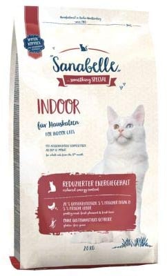 Sanabelle Indoor glutenfreies und ausgewogenes Trockenfutter geeignet für Indoor ausgewachsene Katzen mit hohem Proteinanteil, reduzierter Energiezusammensetzung und natürlichen Antioxidantien 2kg