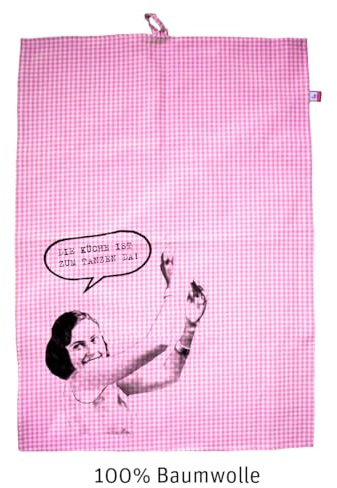 Handtuch Geschirrtuch rosa kariert I kreativ I Siebdruck I Die Küche ist zum Tanzen da I Geschenkidee I Für Individualisten