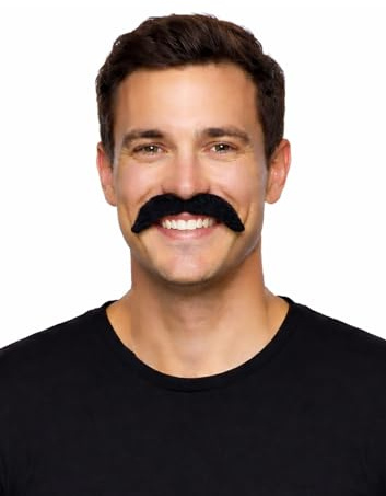 henbrandt ltd Herren-Kostüm mit Schnurrbart, zum Aufkleben, aus Mexikanischem Cowboy-Muster, Schwarz