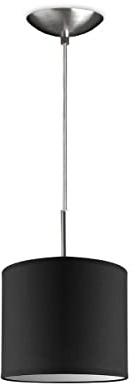 Home Sweet Home Moderne Hängelampe Tube Deluxe Bling | 20/20/100cm | schwarz | Hängelampe mit Lampenschirm aus Stoff | für E27 LED-Lampe | geeignet für Wohnzimmer, Schlafzimmer