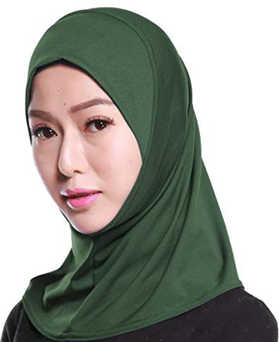 Lazzboy Schal Beading India Hat Muslim Ruffle Cancer Chemo Wrap Cap Scarf Hijab Kopftuch Für Muslimische Frauen Kopfbedeckung Solide Weiche Maxi(Armeegrün)