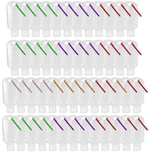 Fayear 50 Pack Travel Liquids PET Plastic Bottles with Flip Caps, 50ml Leakproof Refillable Empty Keychain Bottles Portable Squeeze Containers (50 Pack)