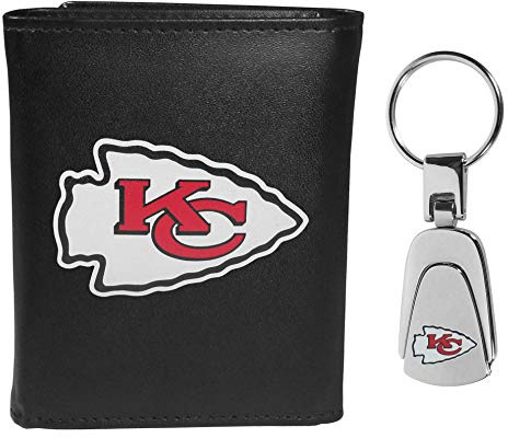 Siskiyou Sports NFL Kansas City Chiefs Herren-Geldbörse und Stahl-Schlüsselanhänger, Schwarz, Einheitsgröße