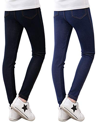 Adorel Mädchen Leggings Jeans-Optik Lang Hosen Jeggings 2er-Pack