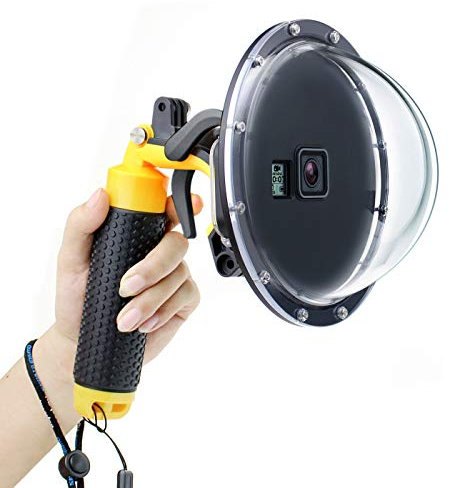 GEPULY Porta a cupola per GoPro Hero 7 nero/argento/bianco, Hero 6 Black, Hero 5 Black, Hero 2018, obiettivo con alloggiamento impermeabile e impugnatura galleggiante per fotografia subacquea