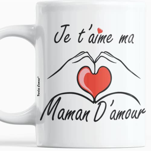 Paroles d'amour Cadeau fete des meres original Tasse Je t'aime Ma Maman d'amour Cadeau Noël Anniversaire Bonne Fete maman Tasse Idées cadeaux Femme Personnalisé fête des meres